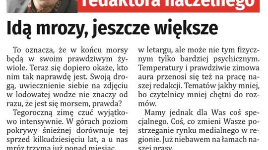 Idą mrozy, jeszcze większe