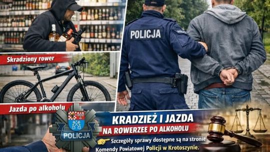 Nietrzeźwy rowerzysta na skradzionym rowerze zatrzymany po kradzieży w markecie