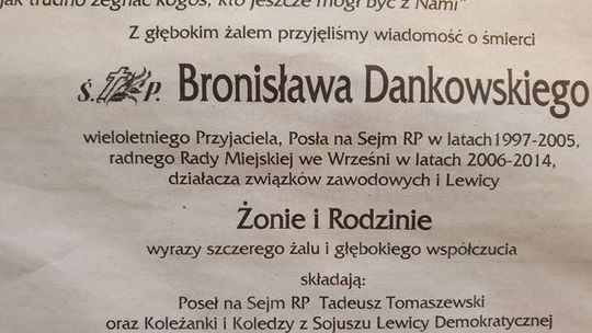 Pogrzeb śp. Bronisława Dankowskiego w sobotę. Spocznie tu, gdzie mieszkał