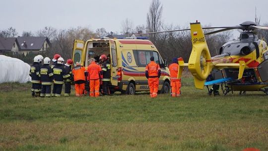 Wypadek w gospodarstwie. Lądował śmigłowiec