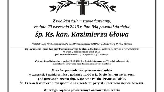 Zmarł ks. kan. Kazimierz Głów