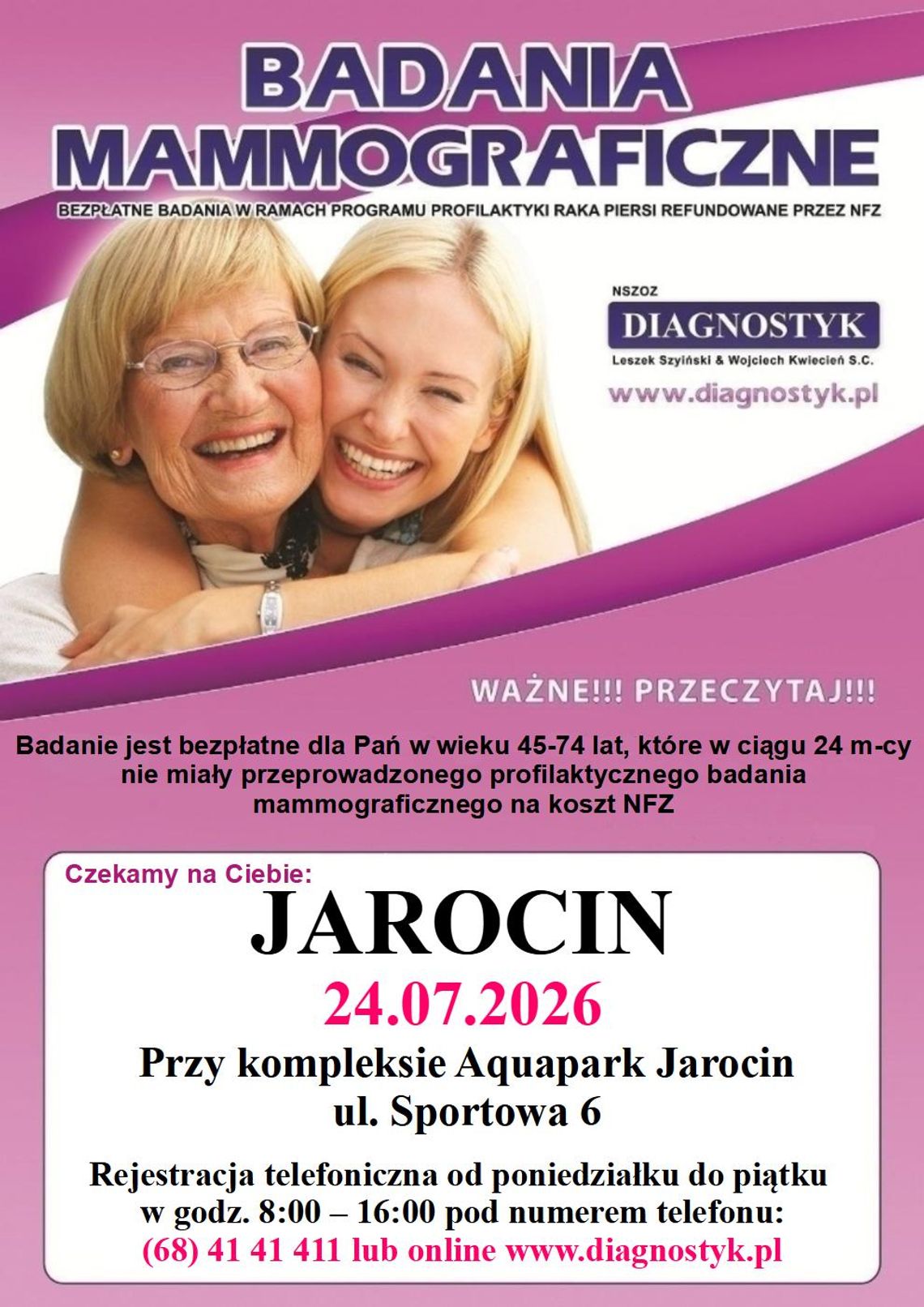 Bezpłatna mammografia w Jarocinie. Zgłoś się 24 lipca! Bezpłatna mammografia w Jarocinie. Zgłoś się 24 lipca!