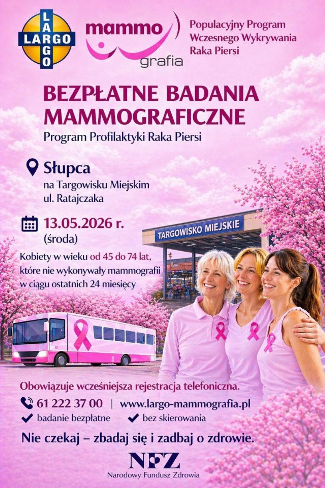 Bezpłatna mammografia w Słupcy. Badania 13 maja na targowisku miejskim
