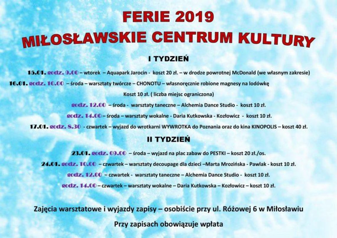 Ferie 2019 w Miłosławiu