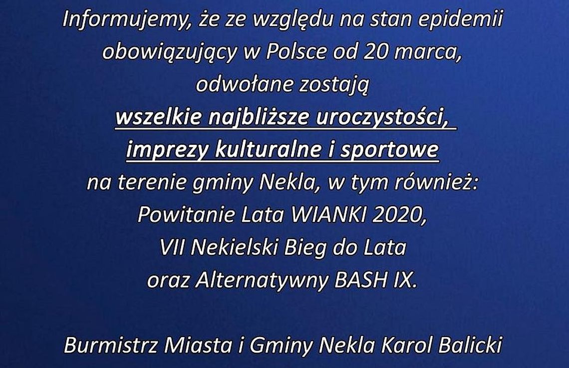 Gmina Nekla odwołuje letnie koncerty i imprezy masowe