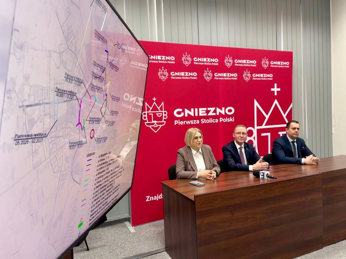 Gniezno inwestuje miliony w drogi, kanalizację i przestrzeń miejską. Miasto przedstawia plan na trzy lata