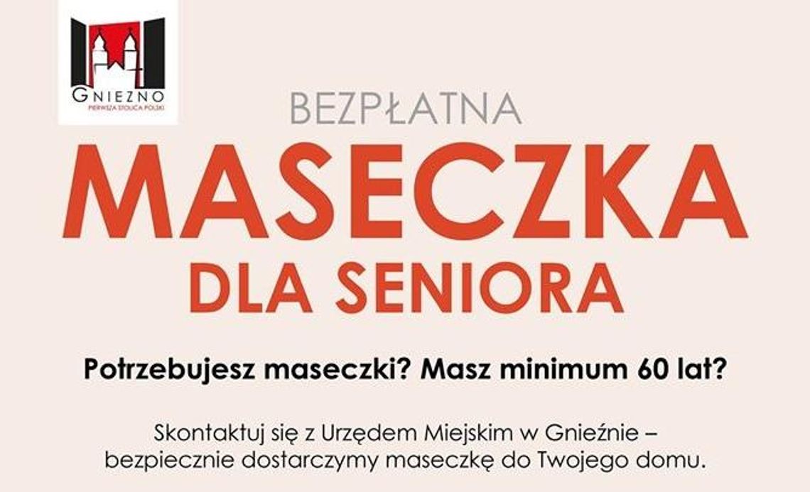 Gniezno rozda maseczki seniorom  powyżej 60. roku zycia