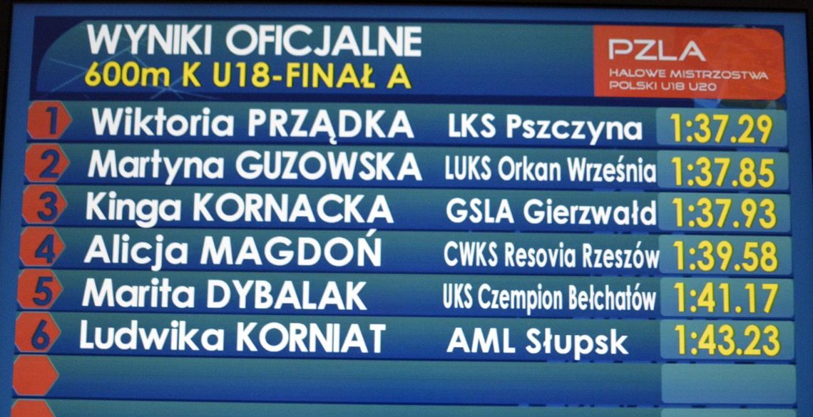 Martyna Guzowska wicemistrzynią Polski w biegu na 600 m.