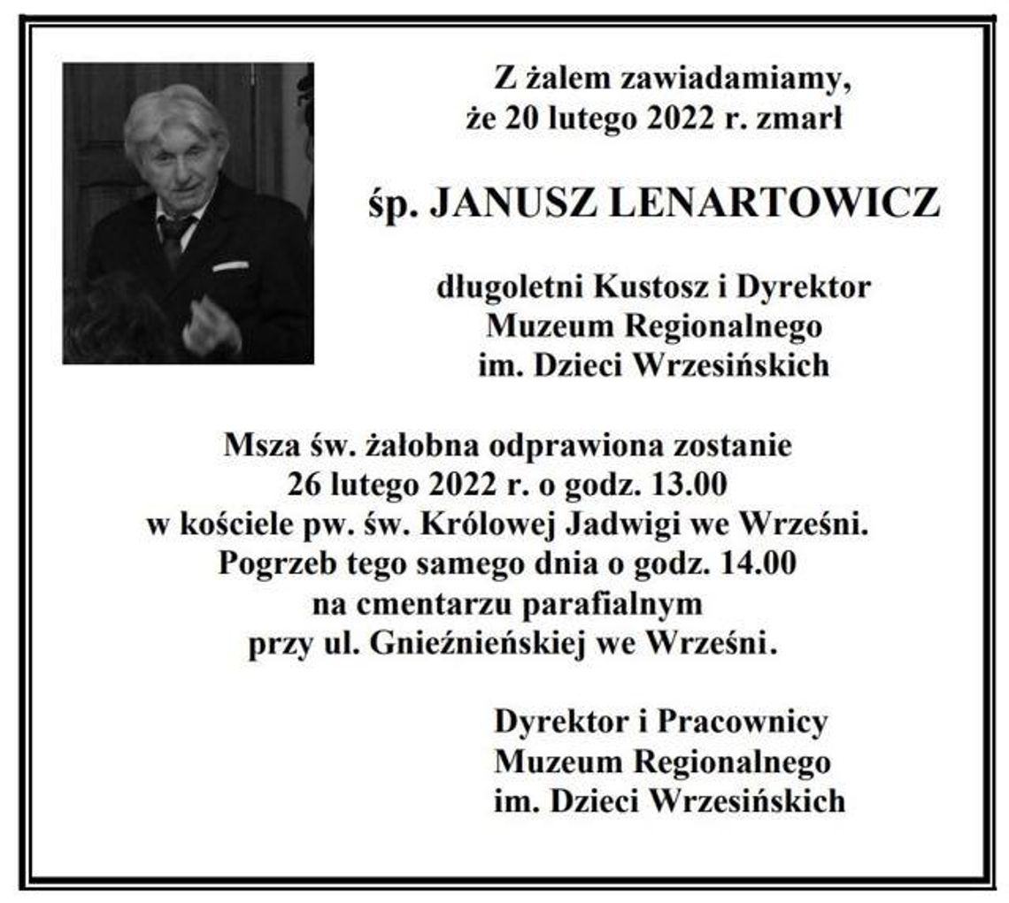 Nie żyje były dyrektor muzeum. "Wielki propagator patriotyzmu"