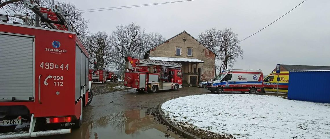 Pożar mieszkania w pałacu. Trzy osoby trafiły do szpitala