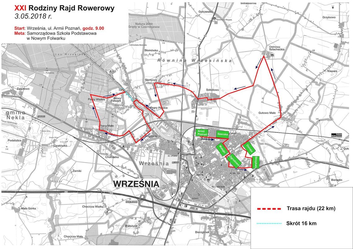 Trasa Rajdu Rowerowego wyznaczona