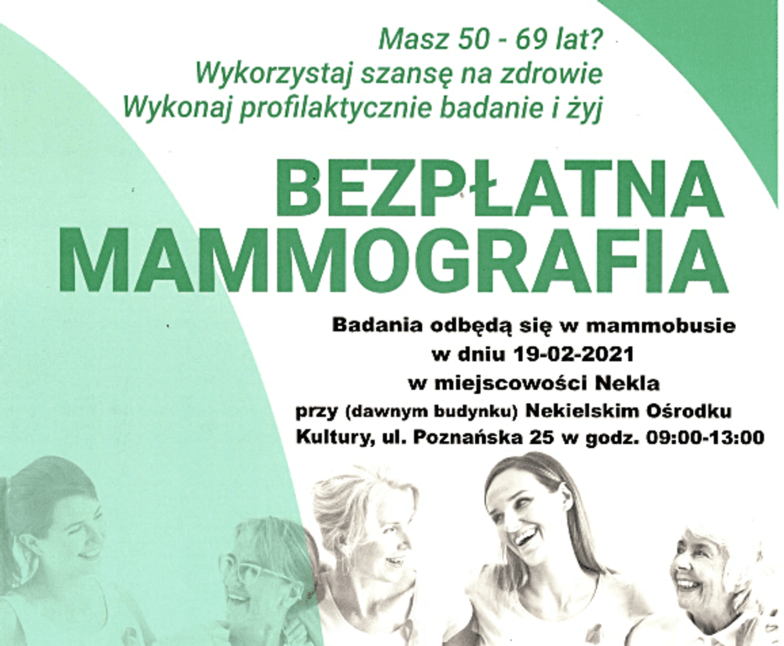 W piątek, 19 lutego, badania mammograficzne w Nekli