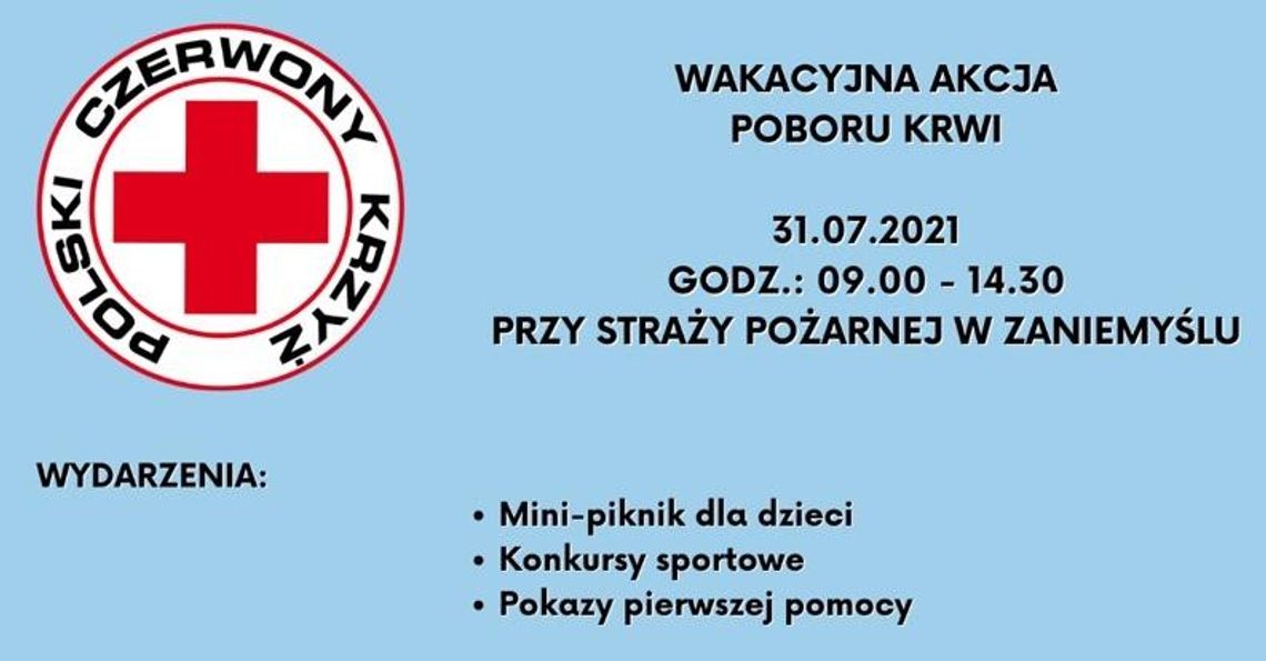 Wakacyjna Akcja Poboru Krwi po raz kolejny w Zaniemyślu