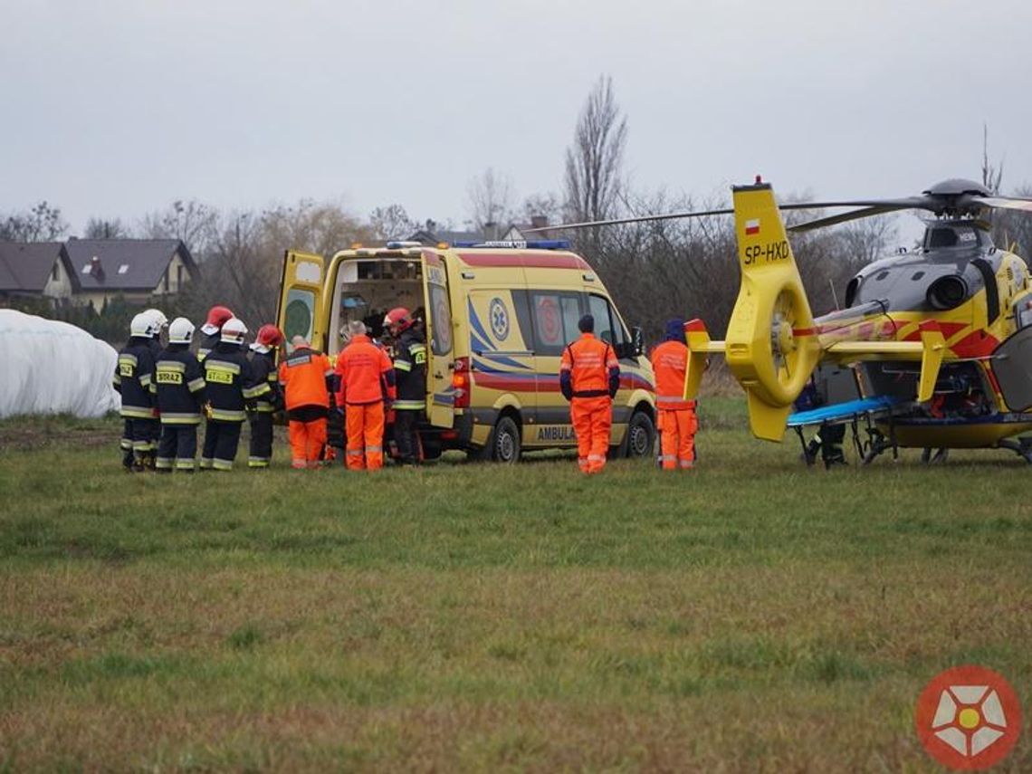 Wypadek w gospodarstwie. Lądował śmigłowiec