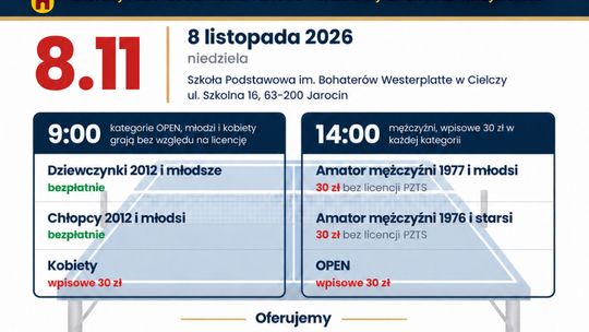 II OTWARTE MISTRZOSTWA GMINY JAROCIN W TENISIE STOŁOWYM.